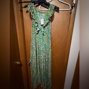 NY Collection Multicolor Leaf Print Dress